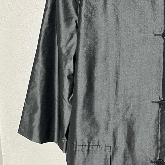 Carlisle Silk Trench Black Jacket Sz 16 - Picture 3 of 7